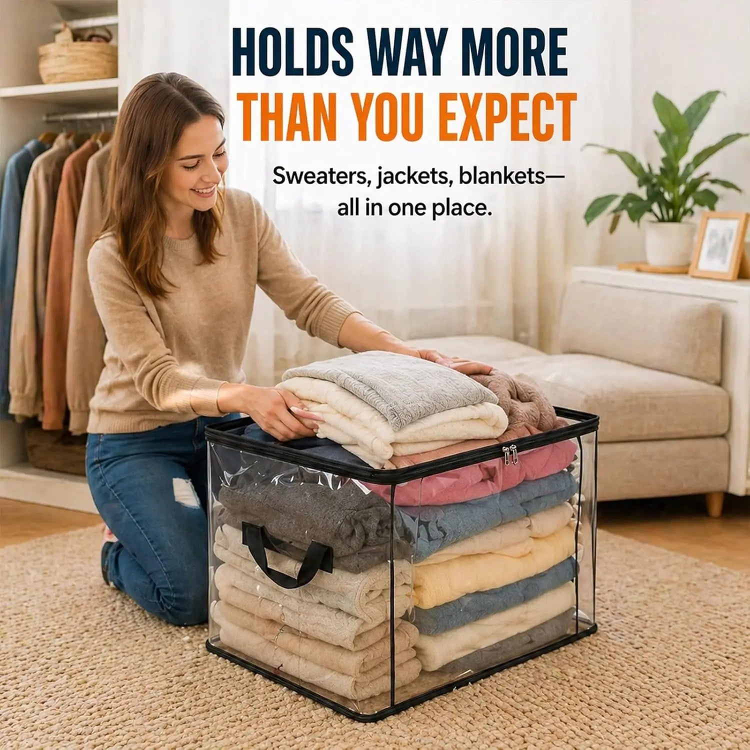 ✨LAST DAY 50%OFF ✨Large Heavy-Duty Thick Plastic Clear Storage Bag for Clothes, Moving & Storage