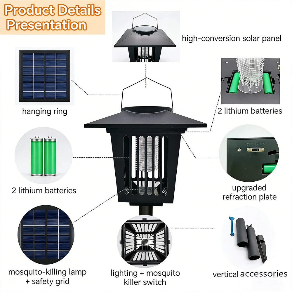 🔥LAST DAY 50% OFF 🔥Solar Bug Zapper™ Outdoor Indoor Waterproof Mosquito Killer Lamp
