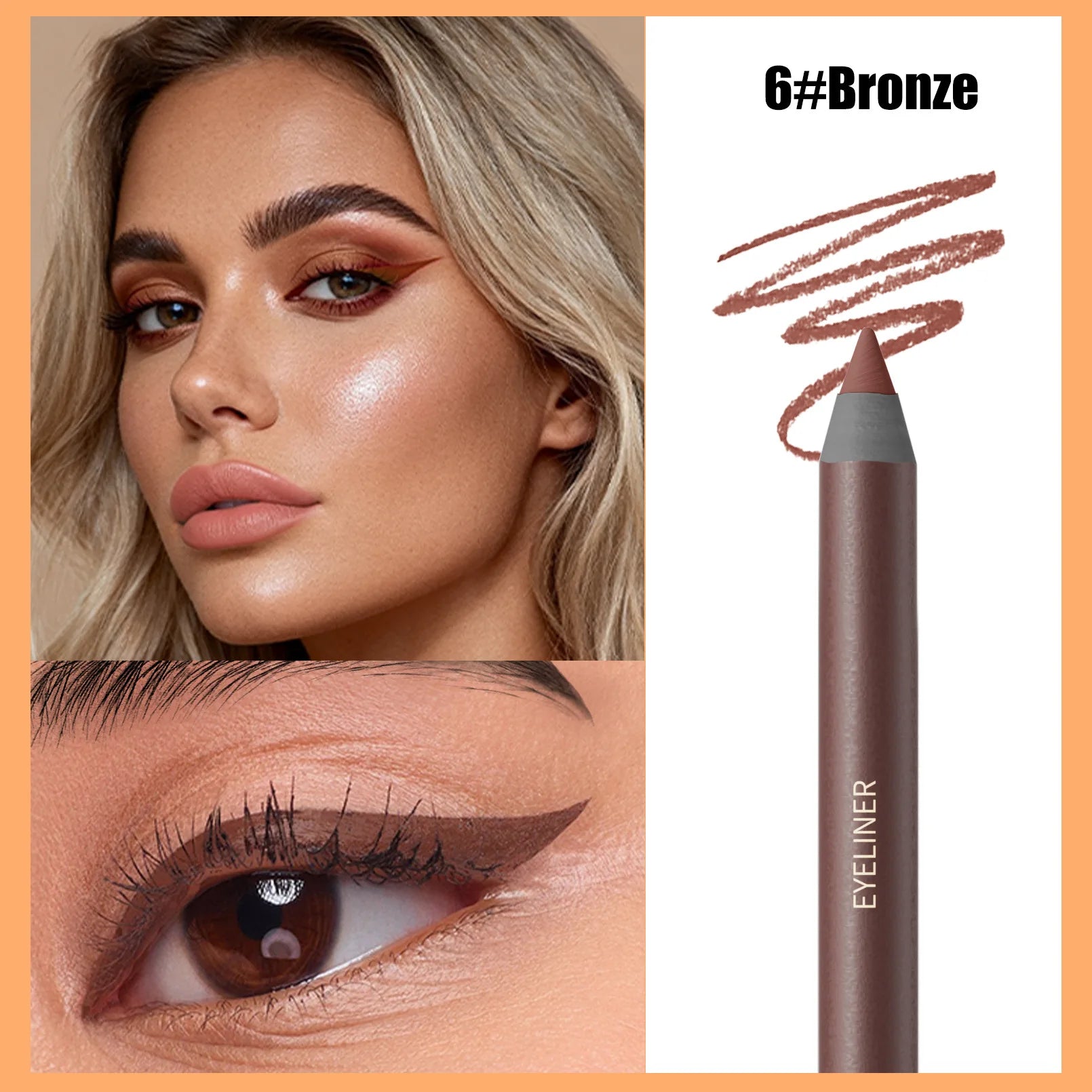 24HR Waterproof Eyeliner Pencil with Built-in Sharpener