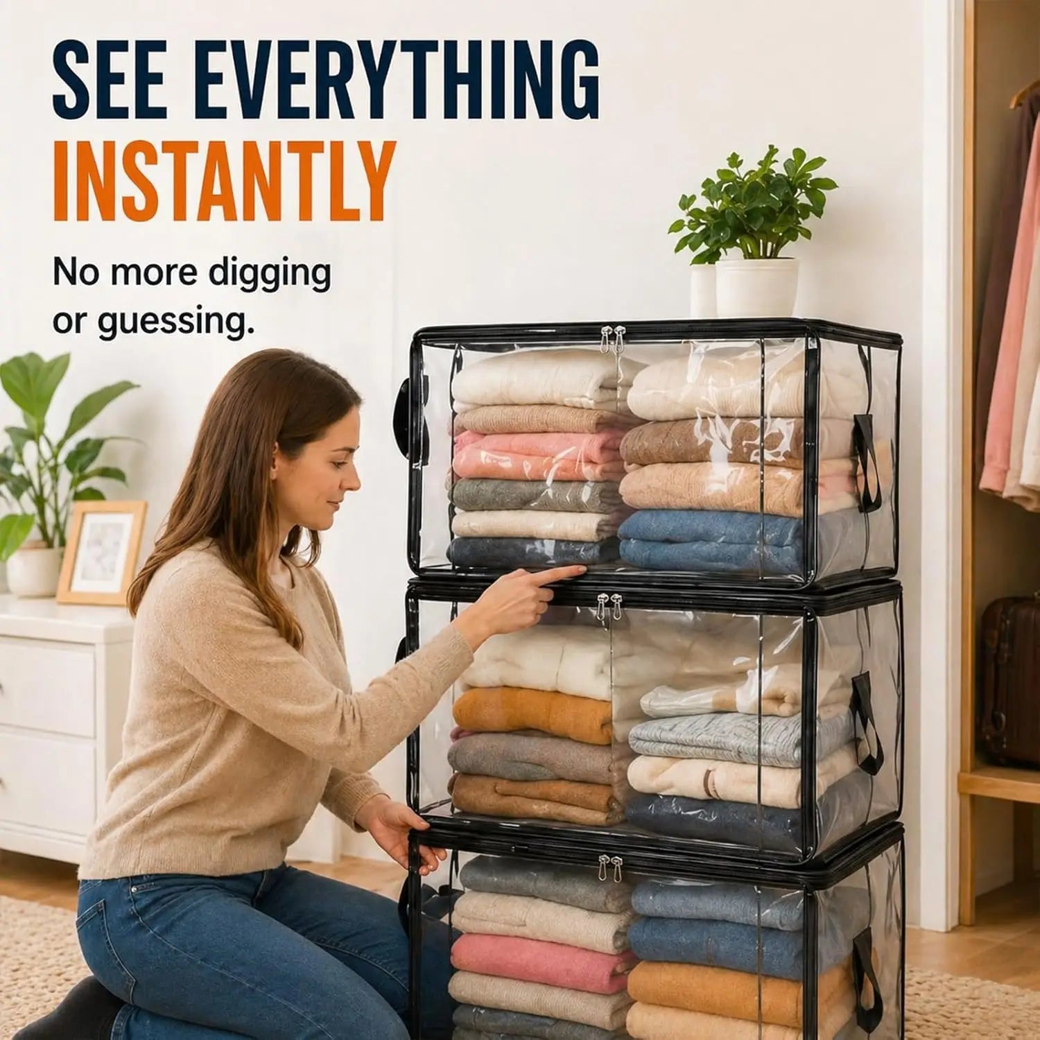 ✨LAST DAY 50%OFF ✨Large Heavy-Duty Thick Plastic Clear Storage Bag for Clothes, Moving & Storage