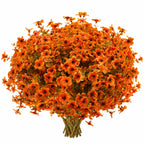 Artificial Fall Orange and Eucalyptus Flowers Bouquet, UV Resistant Fake Flowers