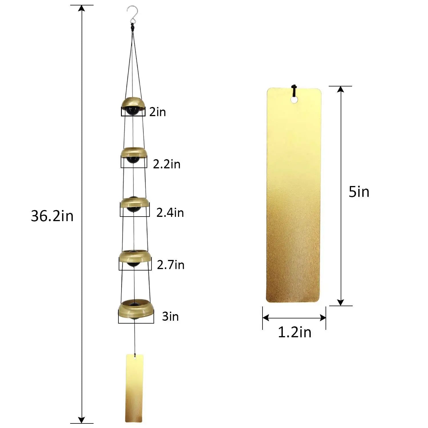 🔔 Quintet Brass Wind Chimes™ (36-inch)