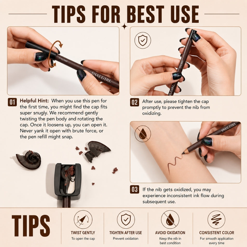 24HR Waterproof Eyeliner Pencil with Built-in Sharpener