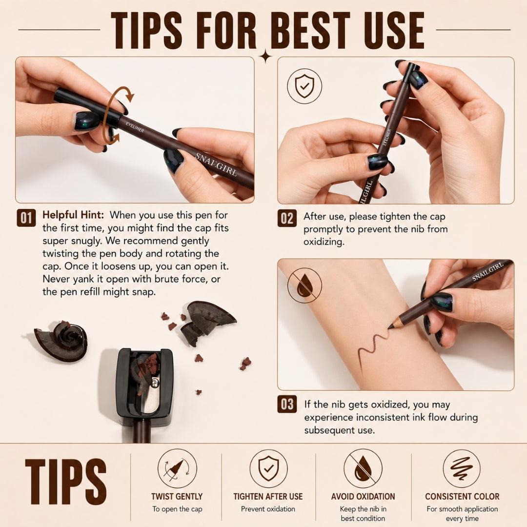 24HR Waterproof Eyeliner Pencil with Built-in Sharpener