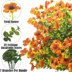 4 Stems Colorful Fall Fake Flowers - UV Resistant Artificial Outdoor Plants for Halloween Porch Decor