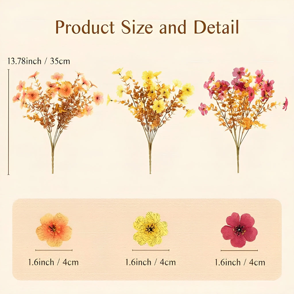 4 Stems Colorful Fall Fake Flowers - UV Resistant Artificial Outdoor Plants for Halloween Porch Decor