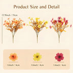 4 Stems Colorful Fall Fake Flowers - UV Resistant Artificial Outdoor Plants for Halloween Porch Decor