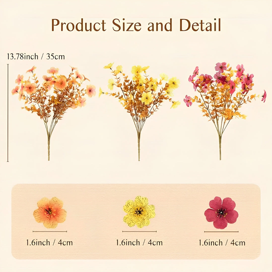 4 Stems Colorful Fall Fake Flowers - UV Resistant Artificial Outdoor Plants for Halloween Porch Decor