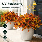 4 Stems Colorful Fall Fake Flowers - UV Resistant Artificial Outdoor Plants for Halloween Porch Decor